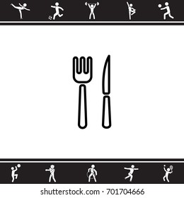 Web line icon. Cutlery (fork, knife)