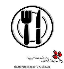Web line icon. Cutlery (plate , fork and knife)