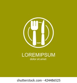Web line icon. Cutlery (plate , fork and knife)