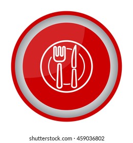 Web line icon. Cutlery (plate , fork and knife)