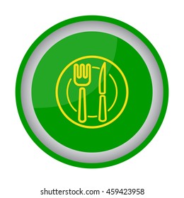 Web line icon. Cutlery (plate , fork and knife)