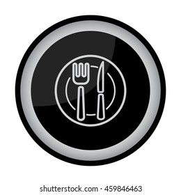Web line icon. Cutlery (plate , fork and knife)