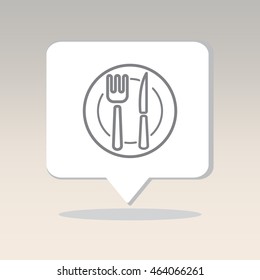 Web line icon. Cutlery (plate , fork and knife)