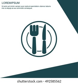Web line icon. Cutlery (plate , fork and knife)