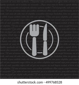 Web line icon. Cutlery (plate , fork and knife)