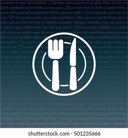 Web line icon. Cutlery (plate , fork and knife)