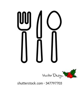Web line icon. Cutlery (spoon, fork, knife)