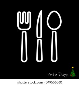 Web line icon. Cutlery (spoon, fork, knife)