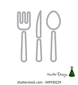 Web line icon. Cutlery (spoon, fork, knife)