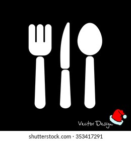 Web line icon. Cutlery (spoon, fork, knife)