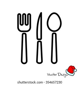 Web line icon. Cutlery (spoon, fork, knife)