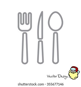 Web line icon. Cutlery (spoon, fork, knife)