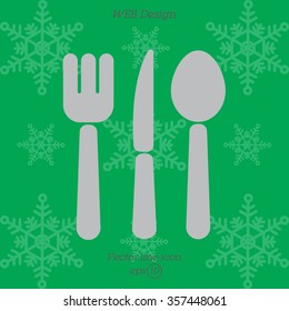 Web line icon. Cutlery (spoon, fork, knife)