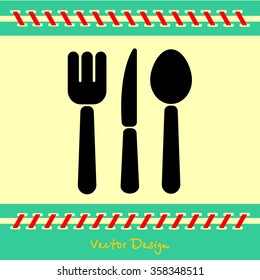 Web line icon. Cutlery (spoon, fork, knife)