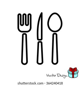 Web line icon. Cutlery (spoon, fork, knife)