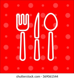 Web line icon. Cutlery (spoon, fork, knife)