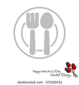 Web line icon. Cutlery, Spoon and fork on a plate