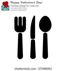 Web line icon. Cutlery (spoon, fork, knife)