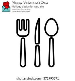 Web line icon. Cutlery (spoon, fork, knife)