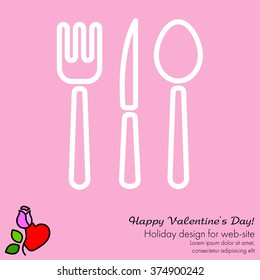Web line icon. Cutlery (spoon, fork, knife)