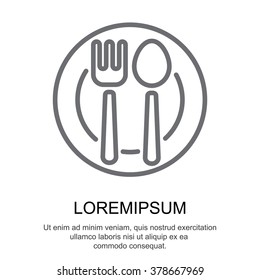 Web line icon. Cutlery, Spoon and fork on a plate