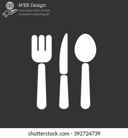 Web line icon. Cutlery (spoon, fork, knife)