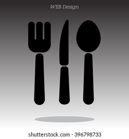 Web line icon. Cutlery (spoon, fork, knife)