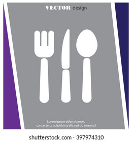 Web line icon. Cutlery (spoon, fork, knife)