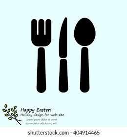 Web line icon. Cutlery (spoon, fork, knife)