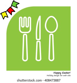 Web line icon. Cutlery (spoon, fork, knife)