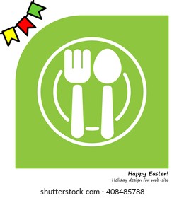 Web line icon. Cutlery, Spoon and fork on a plate