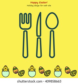 Web line icon. Cutlery (spoon, fork, knife)
