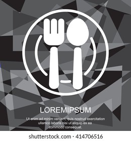 Web line icon. Cutlery, Spoon and fork on a plate