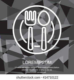 Web line icon. Cutlery, Spoon and fork on a plate