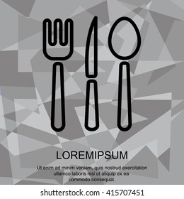 Web line icon. Cutlery (spoon, fork, knife)
