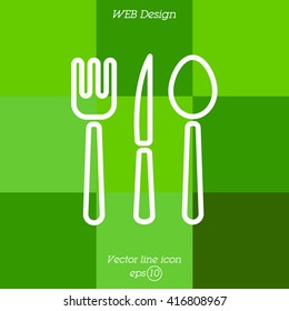 Web line icon. Cutlery (spoon, fork, knife)