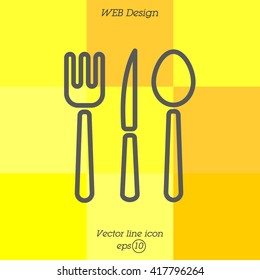 Web line icon. Cutlery (spoon, fork, knife)