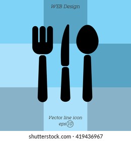Web line icon. Cutlery (spoon, fork, knife)