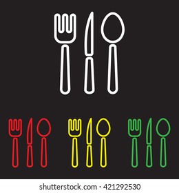 Web line icon. Cutlery (spoon, fork, knife)