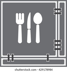 Web line icon. Cutlery (spoon, fork, knife)