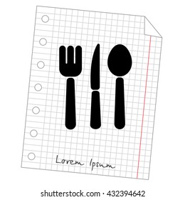 Web line icon. Cutlery (spoon, fork, knife)