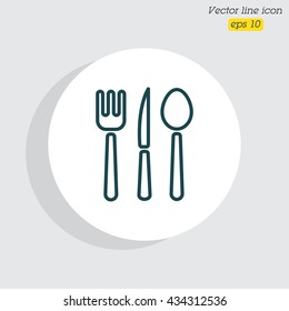Web line icon. Cutlery (spoon, fork, knife)