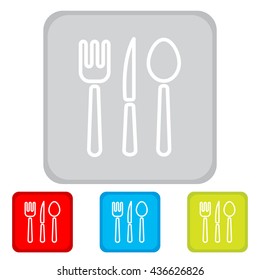 Web line icon. Cutlery (spoon, fork, knife)