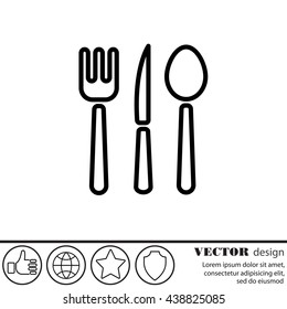 Web line icon. Cutlery (spoon, fork, knife)