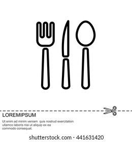Web line icon. Cutlery (spoon, fork, knife)