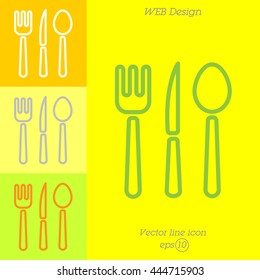 Web line icon. Cutlery (spoon, fork, knife)