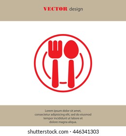 Web line icon. Cutlery, Spoon and fork on a plate