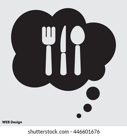 Web line icon. Cutlery (spoon, fork, knife)