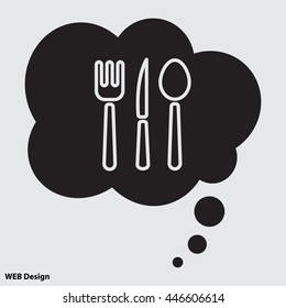 Web line icon. Cutlery (spoon, fork, knife)