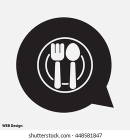 Web line icon. Cutlery, Spoon and fork on a plate